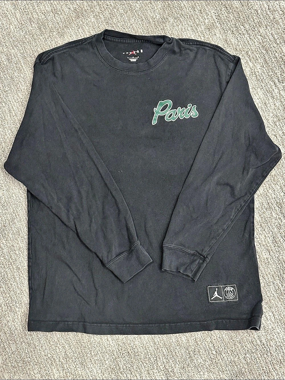 Jordan Air Jordan x PSG Long-Sleeve T-Shirt in Black & Green